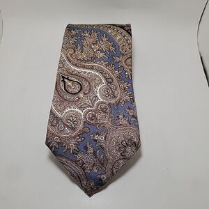 Brooks Brothers Makers Men's 100% Silk Necktie Brown/Blue Paisley 58" X 3.5" USA